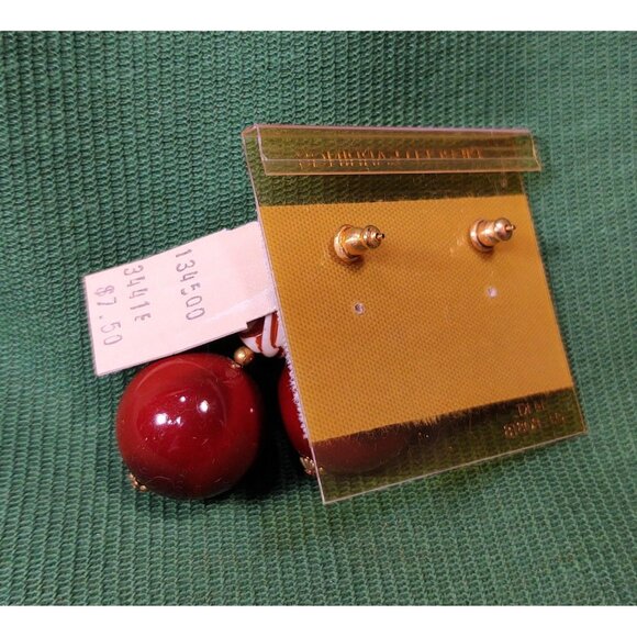 By Hugo Red & White Graduated Bead Necklace & Earrings Set W/ 14K Post, Vintage - Picture 7 of 9